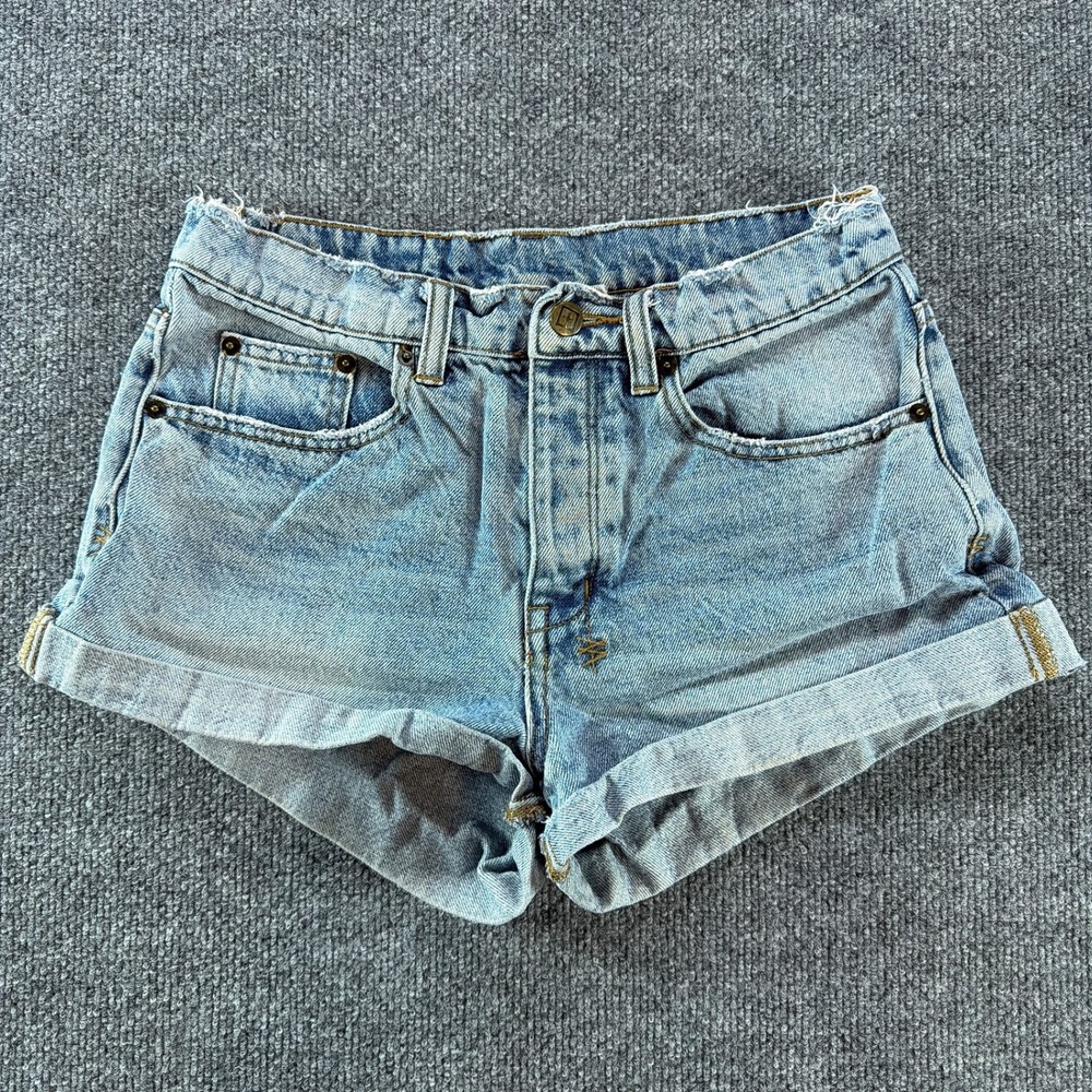 Ksubi Light Wash Distressed Denim Cut Off Shorts Sashiko Sz 24 Streetwear Summer